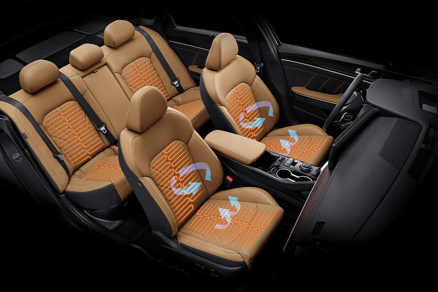 Ventilated and heated front seats