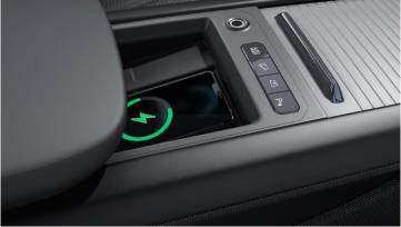 Wireless phone charger in EV9 interior