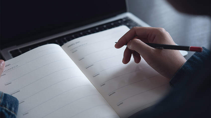 Planner plan schedule calendar and reminder agenda, online work at home