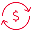An icon of a dollar sign with arrows curving around it, representing trade-in value.