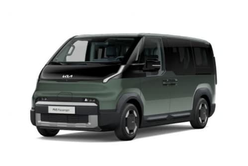 Full front-side view of the green Kia PV5 Passenger