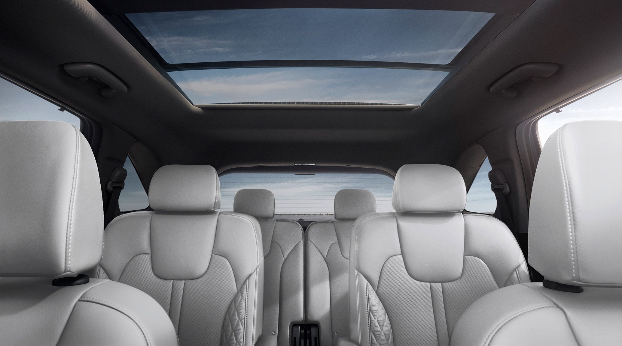 2026 kia sorento hybrid -Line SX Prestige shown with gray leather-trimmed seats featuring SynTex suede headliner and panoramic sunroof with power sunshade