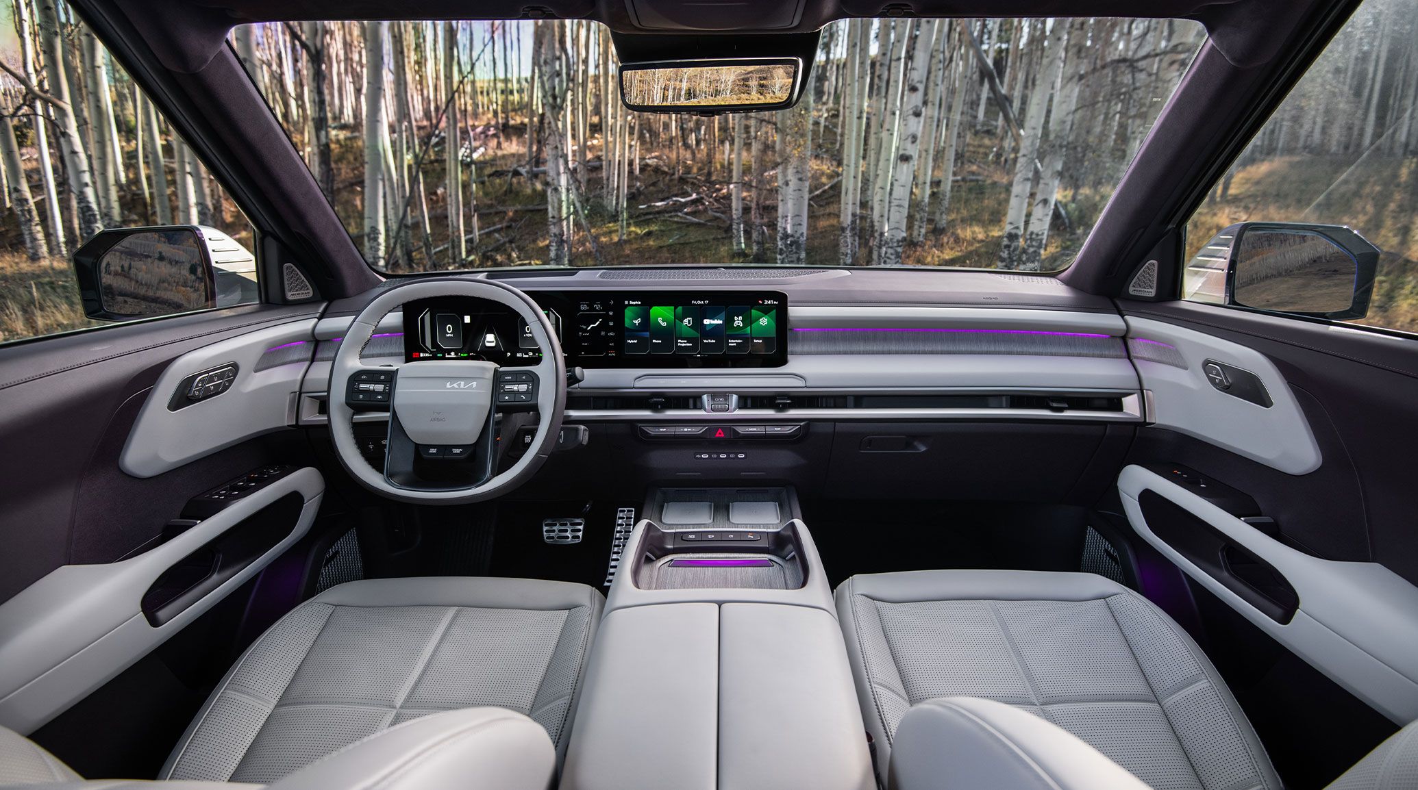  2027 kia telluride SX Prestige shown in Blackberry and Sand Beige SynTex and SynTex suede seat trim, exclusive to the Executive Package.