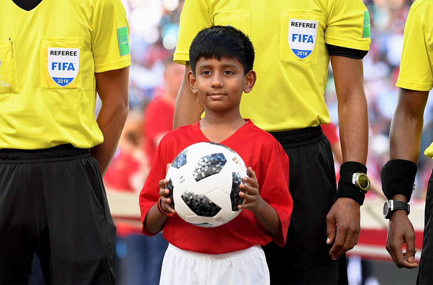kia official match ball carriers 1 kids from india for the first time at fifa world cup