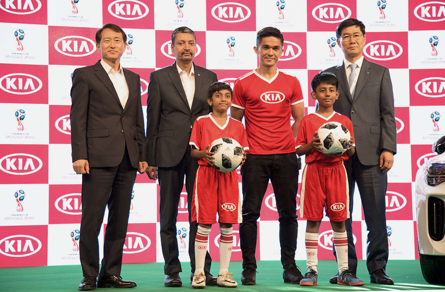kia official match ball carriers 2 kids from india for the first time at fifa world cup