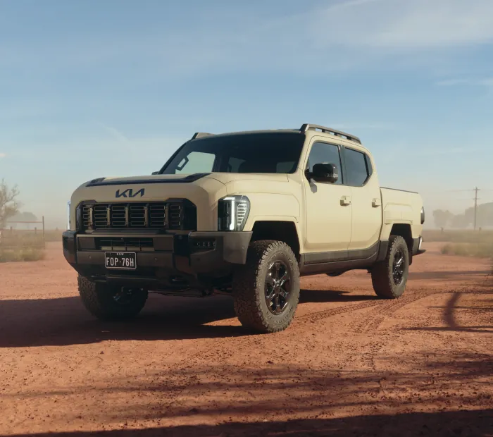 Kia Tasman dual cab chassis front view
