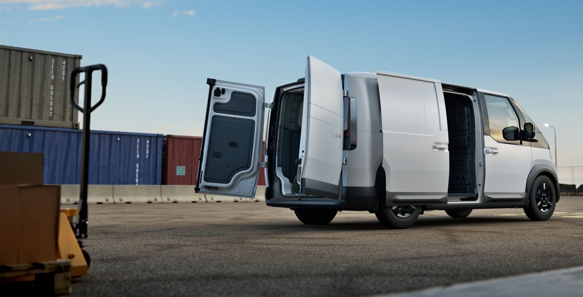 Top view of the Kia PV5 Cargo driving on highway