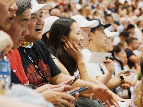 Spectators watching a match at the Australian Open.