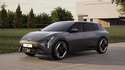 Front three-quarter view of the EV4 parked on a street.