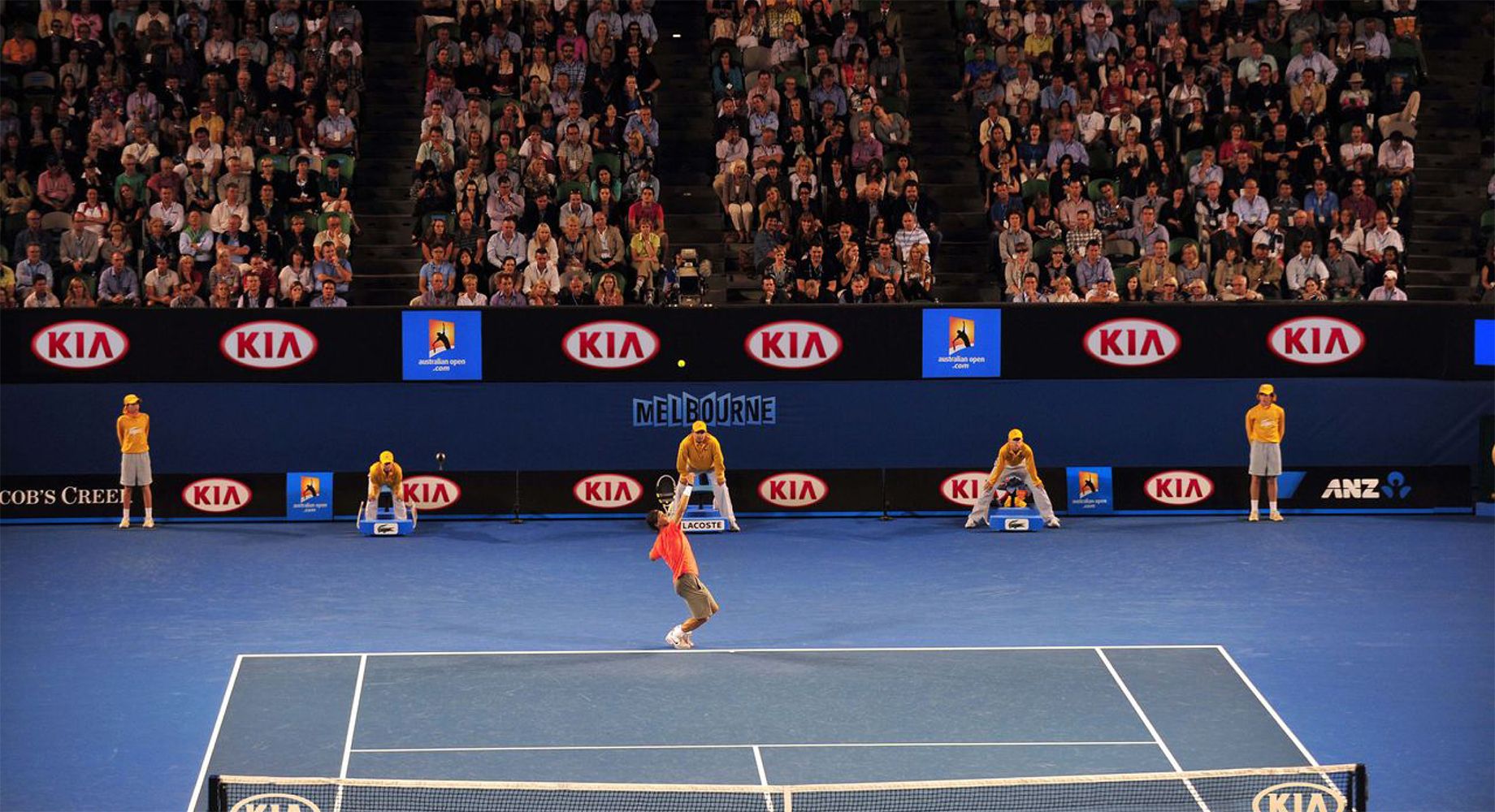 Sequential display of Kia sponsorship  images from the earliest to the latest