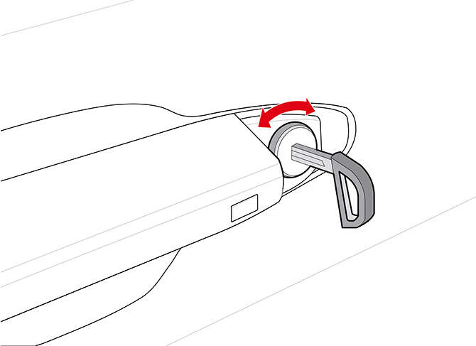 Illustration of the mechanical key inserted into the keyhole