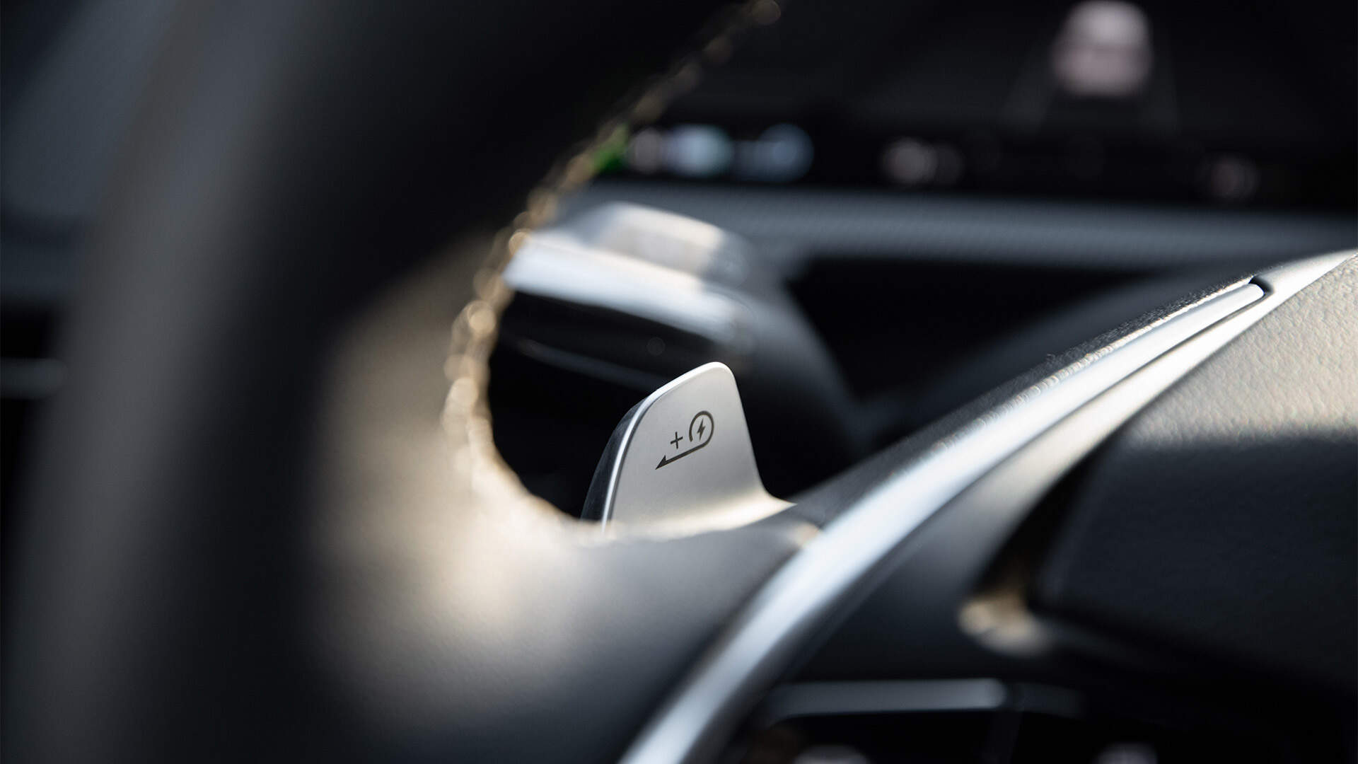 Close-up of left paddle shifter of the EV6
