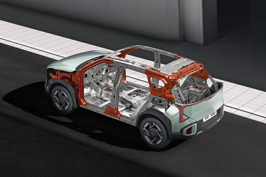 High-strength armored steel structure with hot stamped parts