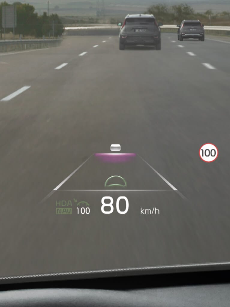 Kia Niro EV, HUD-Informationen auf  Frontscheibe