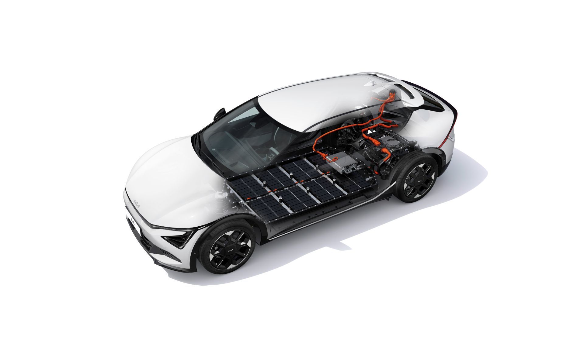Imagen del sistema de propulsión y baterias del Kia EV6