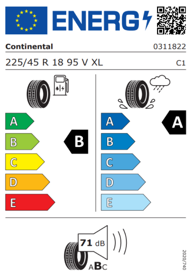 Kia étiquette de pneu - continental-0311822-215-45R18