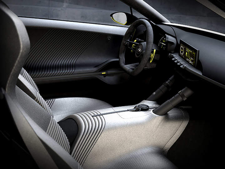 A Kia Niro koncepció autó beltere az ülésekkel.
