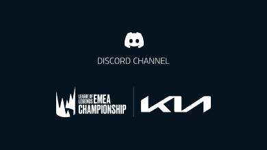 Discord Icon over Kia x League of Legends EMEA Championship composite logo