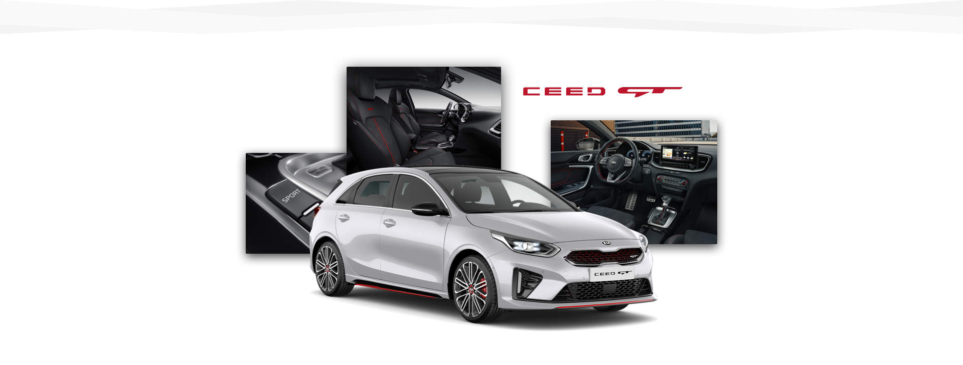 Side view of the Kia Ceed GT and shots of its interior and various controls