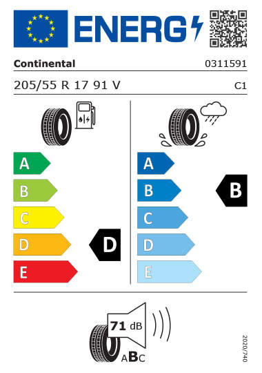 Étiquetage des pneus Kia - continental-0311591-205-55R17