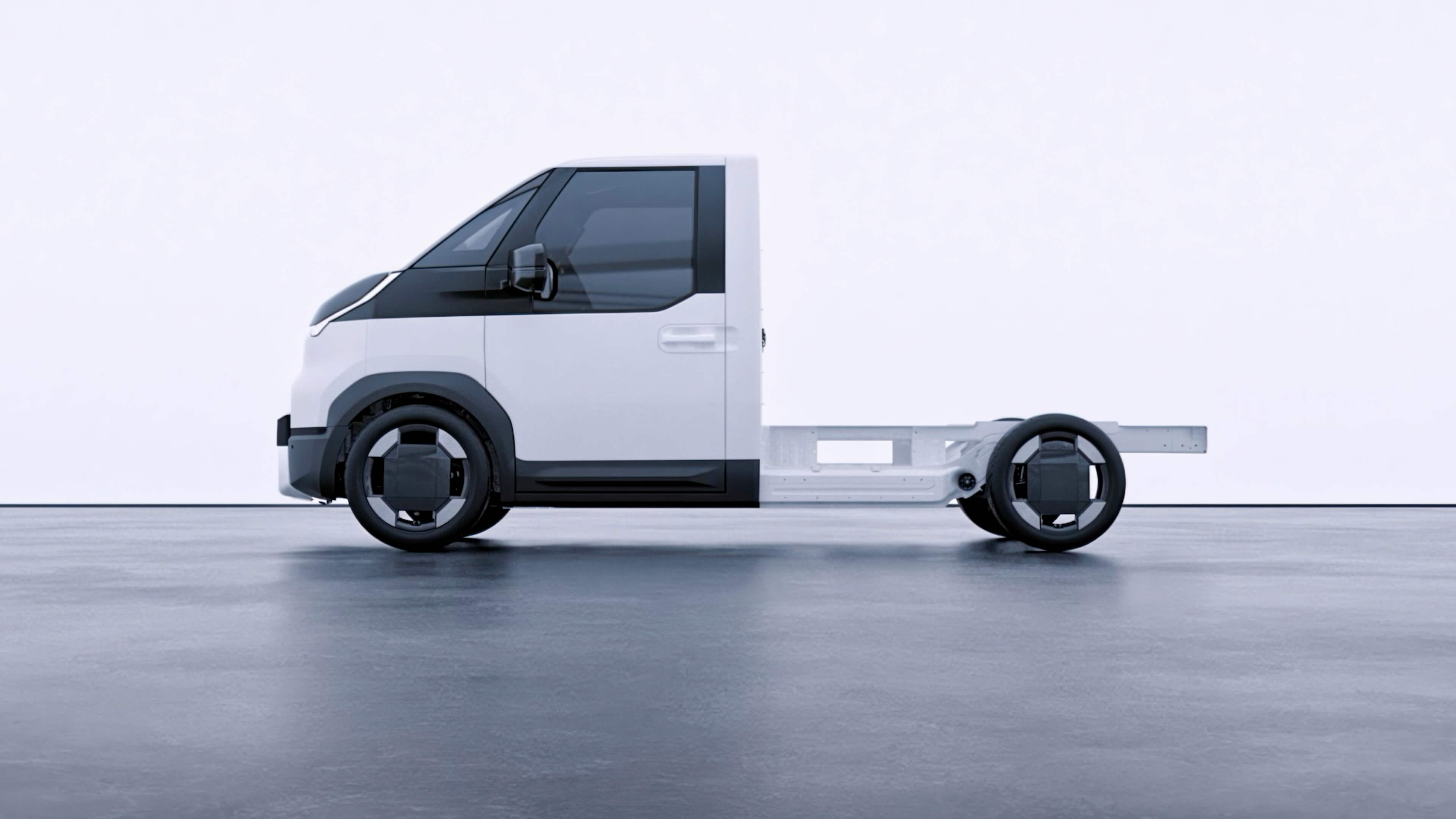 Seitenansicht der modularen Basis eines Kia PV5.