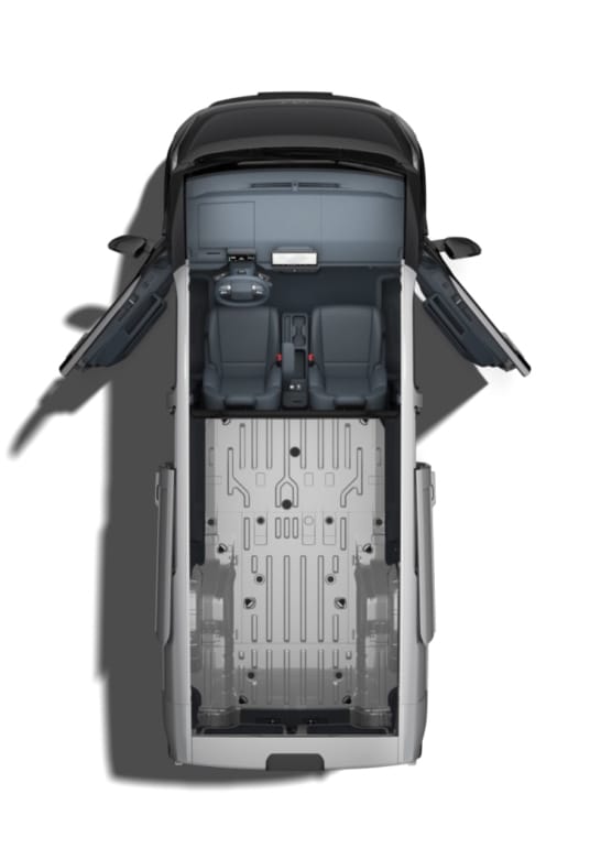 Top view of the Kia PV5 Cargo showing a single side sliding door