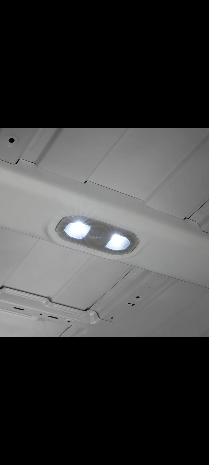 Close-up of the Kia PV5 Cargo interior ceiling light