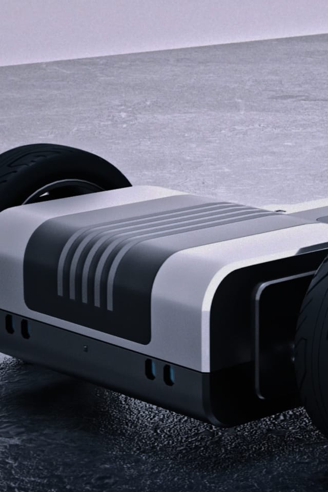 Kia PV5 electric vehicle platform with chassis and wheels