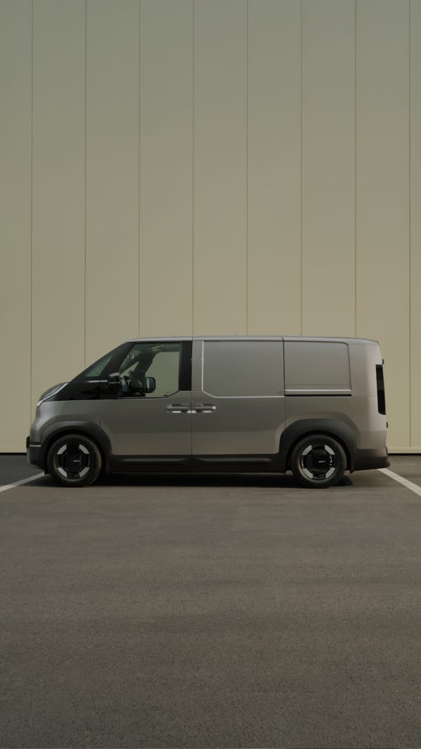 Top view of the Kia PV5 Cargo driving on highway