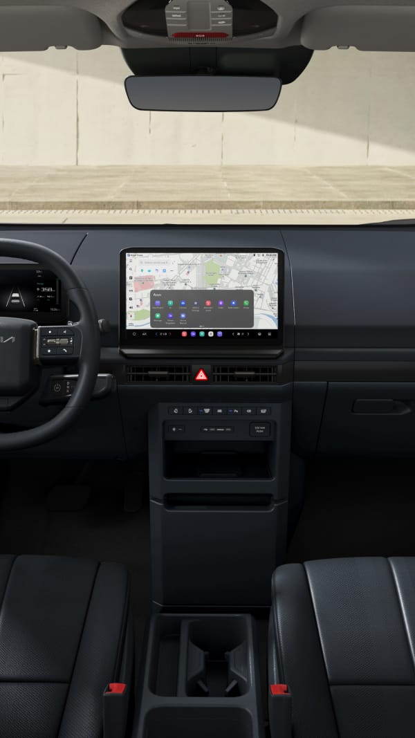 Front seating interior view of Kia PV5 Passenger