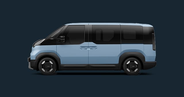 Side view of the blue Kia PV5 Passenger