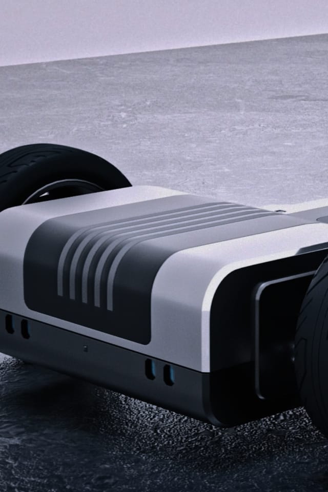 Kia PV5 electric vehicle platform with chassis and wheels