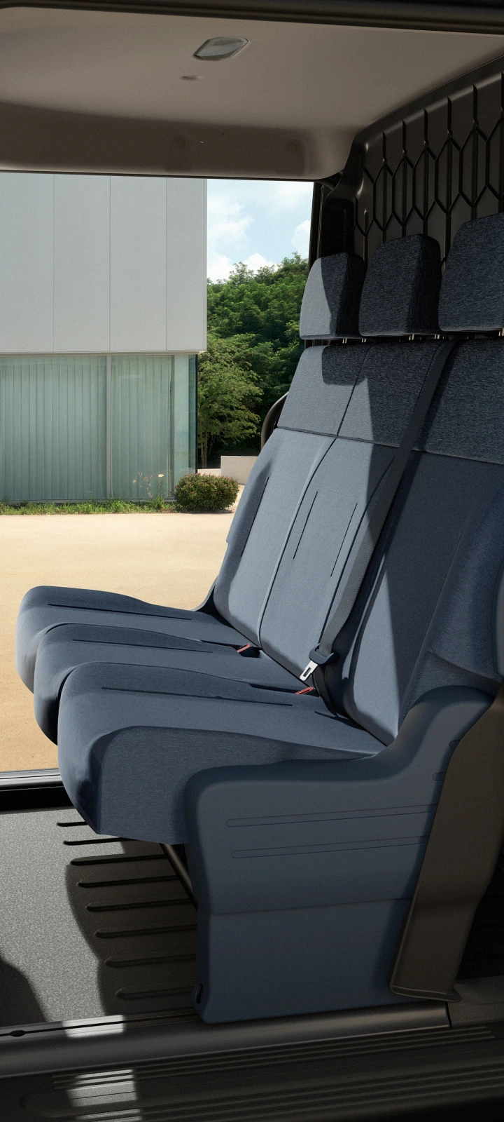 Interior of the Kia PV5 Crew Van with second-row seats