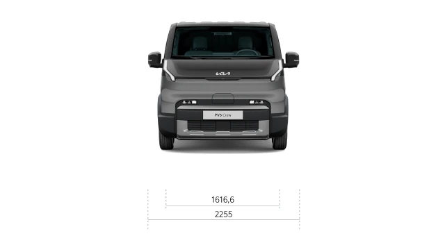 Front view of the Kia PV5 Crew Van with exterior dimensions