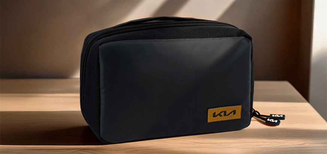 Kia tech pouch on a table