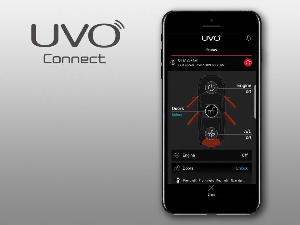 Kia e-Niro UVO connect services