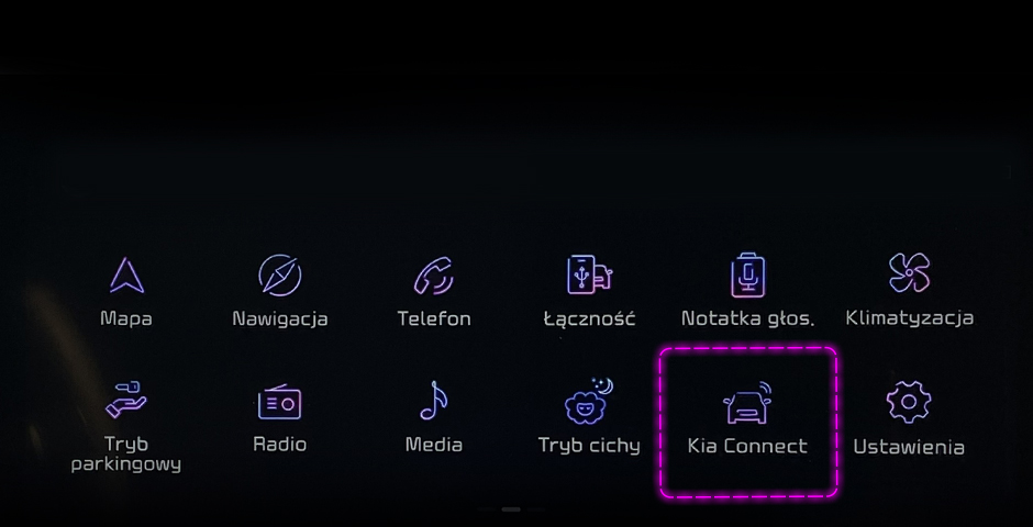 Kliknij ikonkę „Kia Connect”