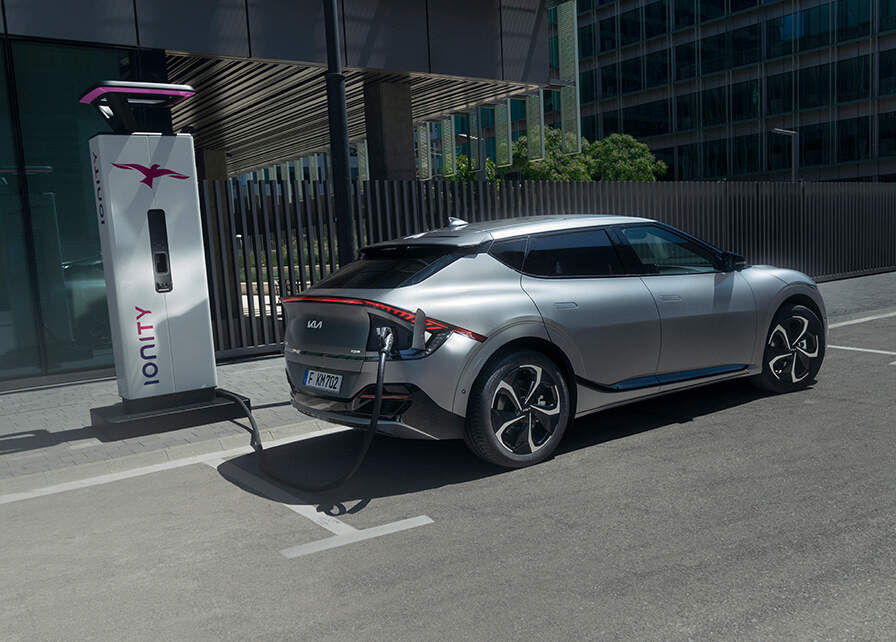 Image of an electric car battery being charged using ultra-fast charging.