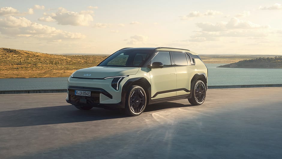 The Kia EV3 in Pistachio Green