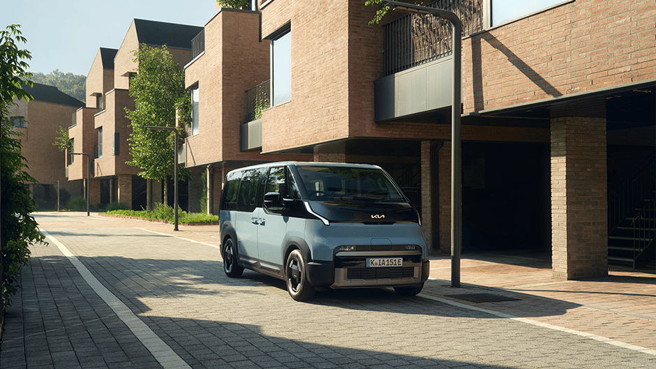 The Kia PV5 Passenger in Frost Blue