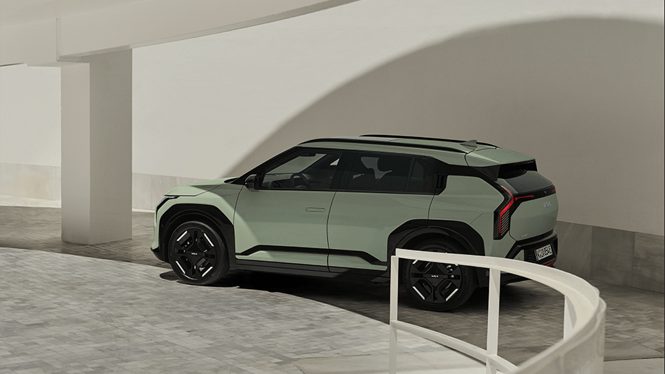 The Kia EV3 in Pistachio Green