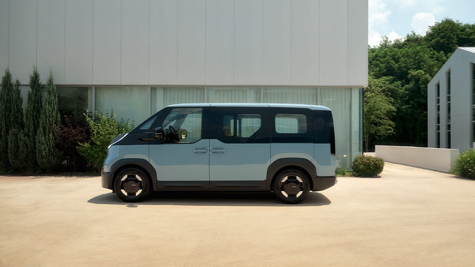 The Kia PV5 Passenger in Frost Blue