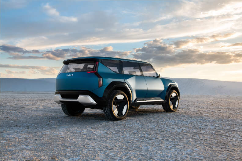 The exterior design of the Kia EV9 Electric Concept Car