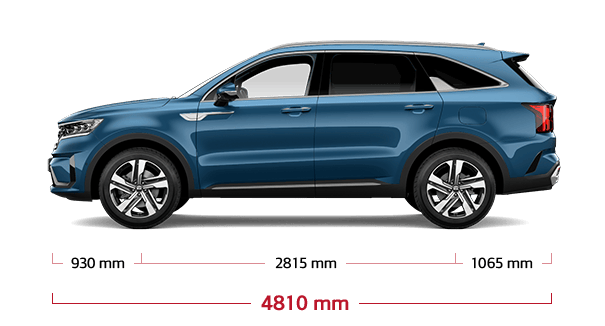 The all-new Kia Sorento PHEV side view dimensions