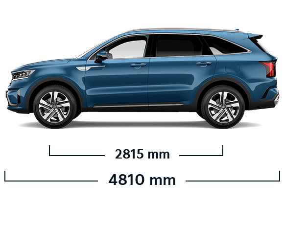 The all-new Kia Sorento PHEV side view dimensions