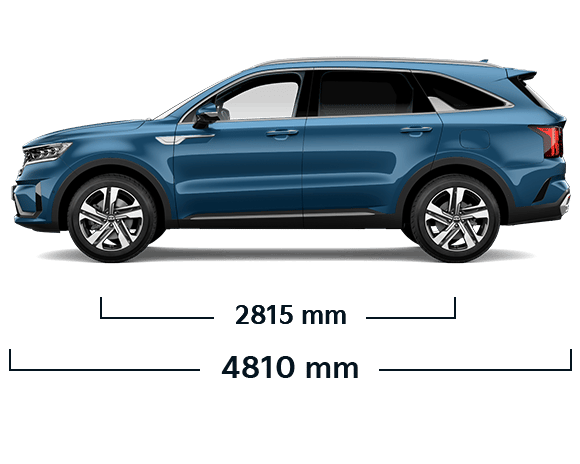 The all-new Kia Sorento PHEV side view dimensions