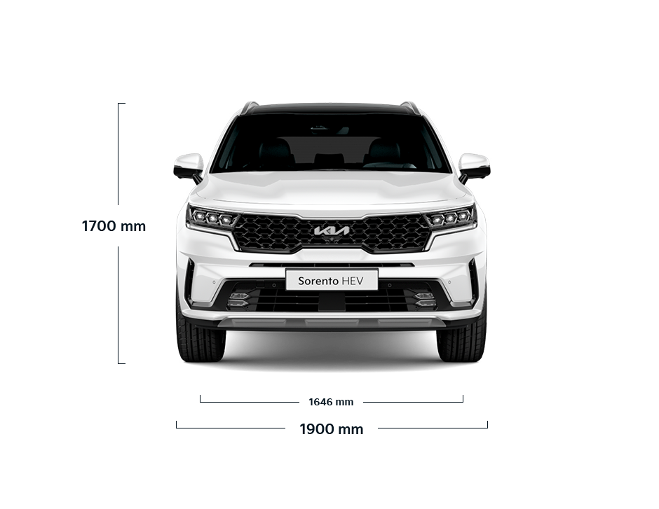 The Kia Sorento front view dimensions