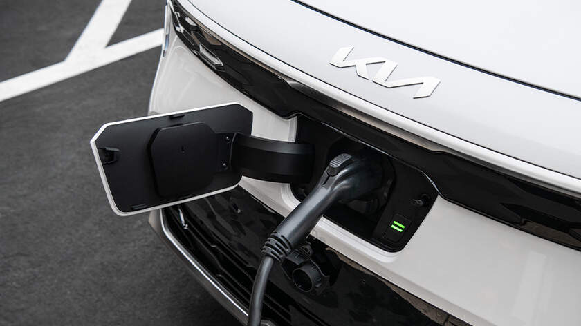 Close-up of the Niro EV being charged