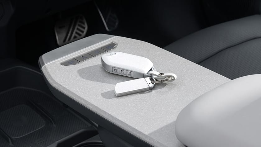 Kia smart key placed on the center console