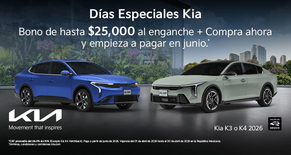 Promoción Bono Kia K3 y K4 Abril 2026